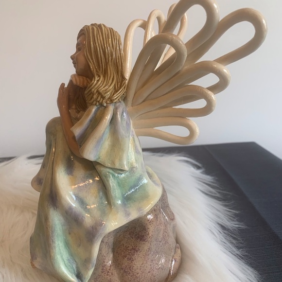 Wings of Tranquility Brown and Cream Ceramic Art - Picture 3 of 8